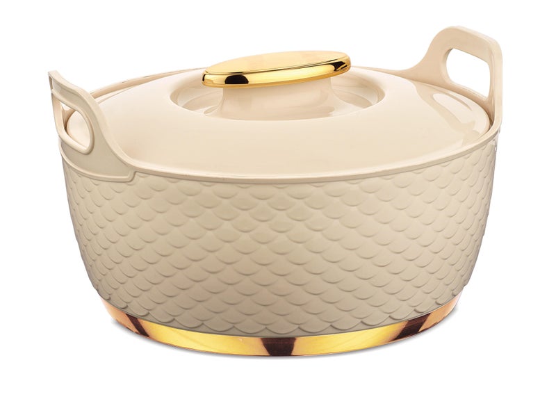 ASIAN MAJESTIC GOLD CASSEROLE  DLX  5000 ML-BEIGE |  Super PU Insulation Hot Pot with Stainless Steel Inner Casing | Serving Dishes with Lids | Hot Food Storage Container & Warmers - Image 1